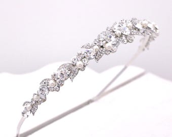 Swarovski Pearl Bridal Headband: Rhinestone Wedding Tiara
