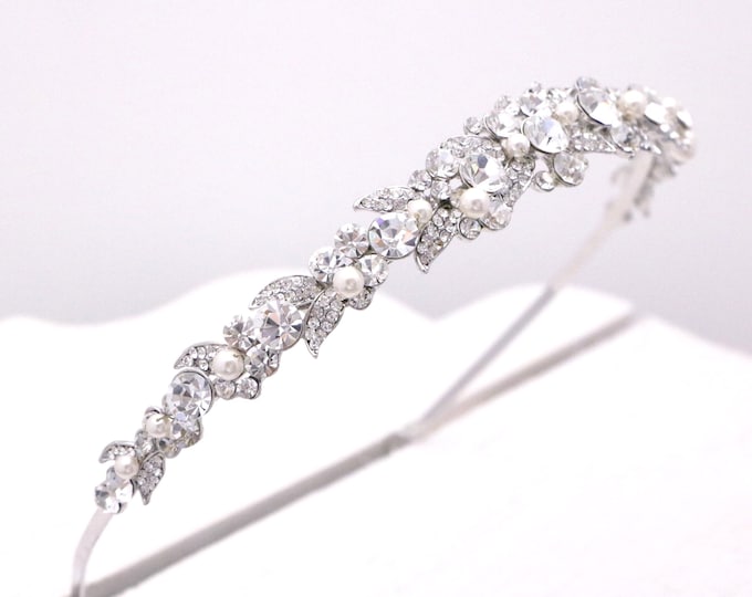 Swarovski Pearl Bridal Headband: Rhinestone Wedding Tiara