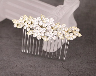 Crystal hair comb Gold veil comb Wedding hair accessories Bridal comb
