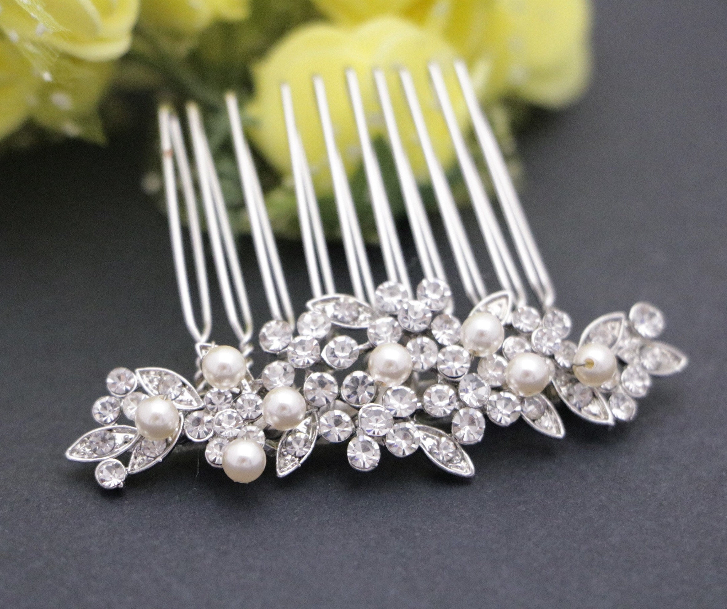 Bridesmaid hair comb Wedding combPearl Bridal hair Etsy