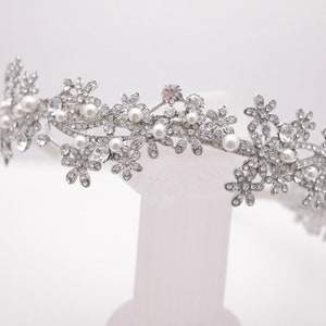 Crystal and Pearl headband Simple Wedding headband Bridal hair tiara Rhinestone headband Crystal hair band Wedding tiara Bridal hair tiara image 8