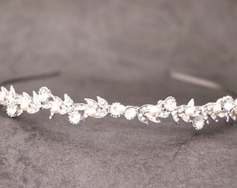 Rhinestone headband Simple Wedding headband Pearl headband Bridesmaid