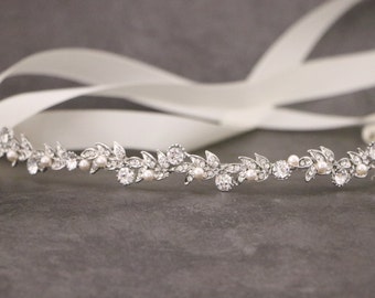 Haarschmuck Haarnadel Tiara Diadem Kristalle Perlen Haargesteck Kommunion Braut 