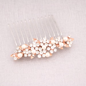 rose gold veil comb small wedding hair piece pearl wedding hair accessories Silver Wedding hair comb Crystal headpiece Gold Bridal hair comb
