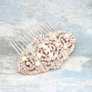 Rose gold Bridal hair comb Pearl side comb Wedding hair piece Bridal hair accessories for bun Gold Wedding hair comb Crystal Wedding comb