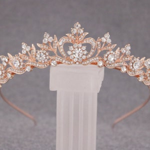 Crystal Encrusted Bridal Tiara Bridal Head Piece Crown Gold Tiaras for Wedding Rhinestone tiara Rose gold Wedding tiara headband Crystal