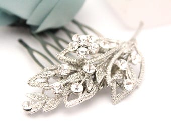 Rhinestone Wedding hair clip Silver Bridal hair comb Wedding hair comb