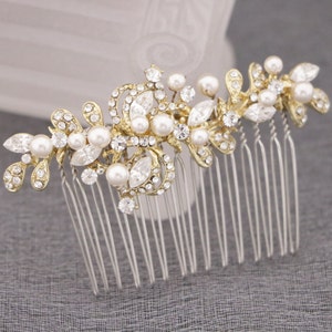 Wedding hair comb Gold veil comb Side bridal headpiece Wedding hair accessories for bun Rose gold Bridal hair comb Rhinestone Wedding comb