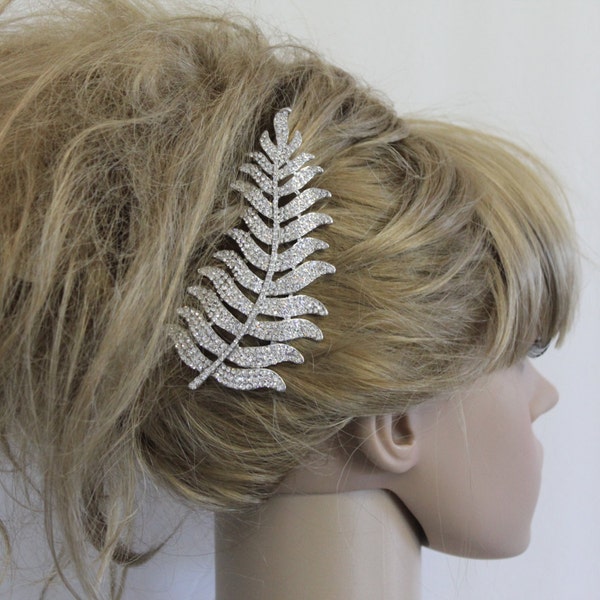 Sale ---Swarovski rhinestone leaf hair comb, wedding hair accessories, bridal hair comb rhinestone, wedding brooch comb, bridal headpieces