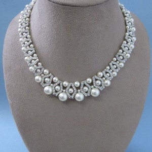 wedding necklace and earring set bridal jewelry bridal necklace and earring set Swarovski pearl necklace Crystal and Pearl Wedding Necklace image 5