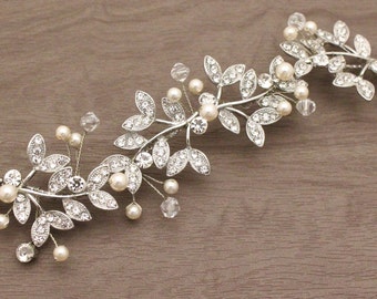 Boho hair piece Silver Wedding hair jewelry Pearl hair vine Wedding headpiece Bridal hair vine Gold headpiece Wedding hair vine Side piece