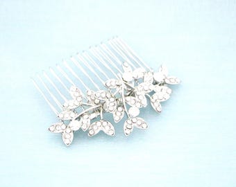 Silver Bridal hair comb Rhinestone hair piece Wedding hair clip Gold