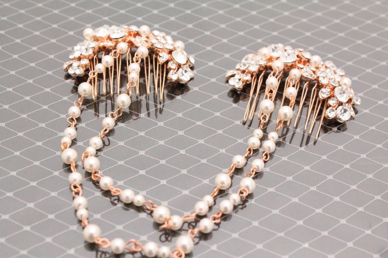 wedding hair chain accessories Boho Bridal headpiece Wedding hair jewelry Bridal hair chain Bridal hair accessories floral Rose gold hair