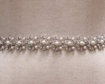 Bridal Sash Pearl Wedding Belt Pearl Bridal Sash Pearl Sash Belt Pearl Wedding Dress Belt Pearl Bridal Dress Sash Pearl Wedding Sash Silver