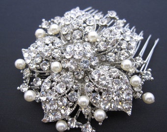 Hair Comb Bridal Rhinestone Hair Piece Wedding Jewelry Crystal Silver Hair Comb Old Hollywood Headpiece Wedding hair comb Side bridal comb