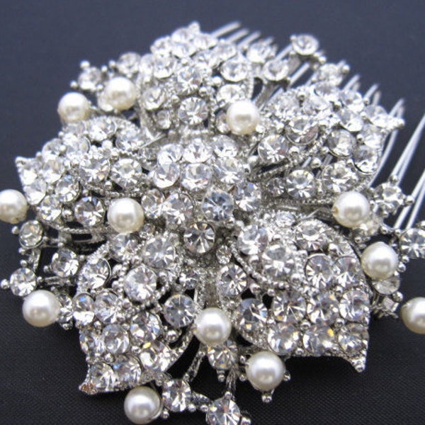 Hair Comb Bridal Rhinestone Hair Piece Wedding Jewelry Crystal Silver Hair Comb Old Hollywood Headpiece Wedding hair comb Side bridal comb