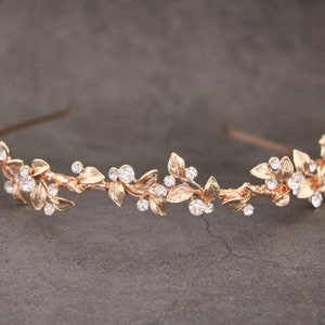 Rose gold Wedding headband Crystal Bridal headband Silver Wedding hair jewelry Crystal Tiara crown Rhinestone headband Simple headband Boho image 1