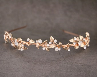 Rose gold Wedding headband Crystal Bridal headband Silver Wedding hair jewelry Crystal Tiara crown Rhinestone headband Simple headband Boho