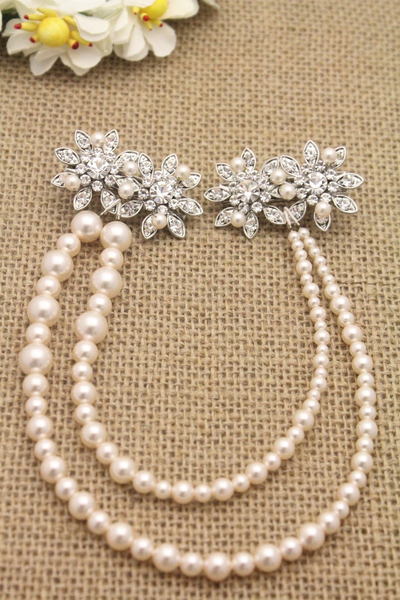 Wedding Hair Accessory,Bridal Hair Comb,Vintage Style Bridal Hair Accessory,Boho,Grecian,Hair Chain,Crystal Comb,Pearl hair chian,Boho Hair