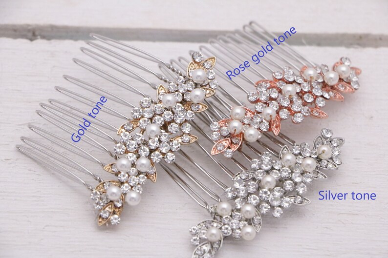 bridal comb small wedding hair comb pearl hair pins Wedding hair accessories Boho hair pins Rhinestone hair pins Wedding hair comb Bridal