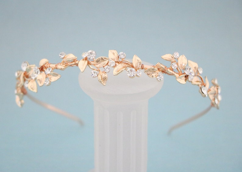 Rose gold Wedding headband Crystal Bridal headband Silver Wedding hair jewelry Crystal Tiara crown Rhinestone headband Simple headband Boho image 6