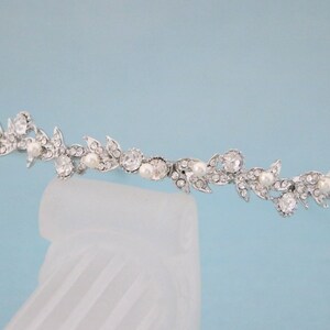 wedding headband pearl Simple headband Small or Large Bridal headband Rhinestone headband Crystal hair band Wedding tiara Silver Headband image 5