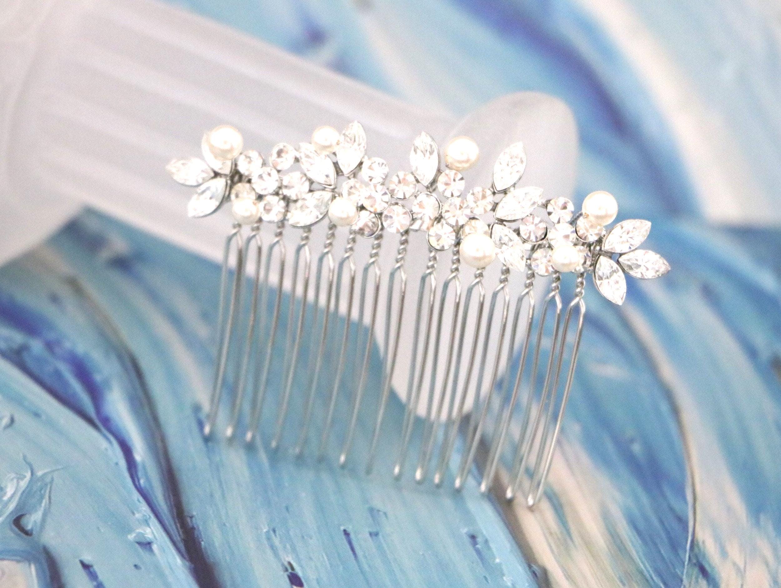 ?Women Silver Handmade Hair Comb Clip Bridal Comb Piece Hair Accessories Wedding Hair Comb, Bridal Hair Comb, Silver Wedding Hair  main image 3