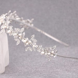 Bridal Head Piece Crown Rose Gold Princess Crown Crystal rhinestone wedding headband Gold Bridal headband Pearl Wedding tiara Bridal tiara