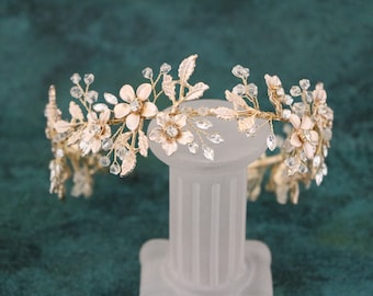 rose gold bridal crown rhinestone headpiece boho wedding headband Gold Rhinestone Headband Boho headband Silver Bridal headband Tiara boho