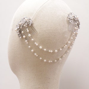 Pearl Wedding hair chain Rhinestone headpiece Crystal Bridal hair chain Silver Wedding hair piece hair chain Gold Bridal hair accessories
