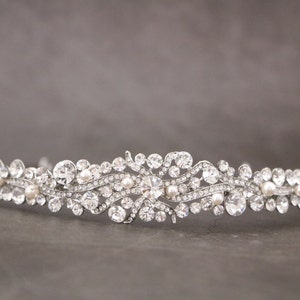Wedding hair headband Pearl Crystal headband Wedding tiara Gold Bridal headband Wedding hair jewlery Bridal tiara Silver Rhinestone headband
