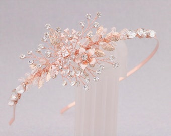 Bridal headband Silver Wedding Headband Bridal Wedding Headband Pearl Wedding Headband Wedding Headpiece Side Rose Gold Headband Tiara Side