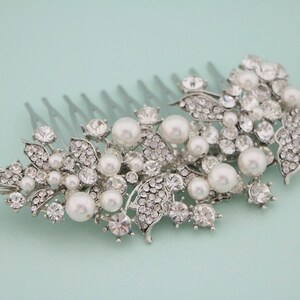 Wedding hair comb Pearl side comb Wedding hair accessories floral Bridal hair piece Wedding hair bling Bridal hair jewelry Bridal hair comb image 10