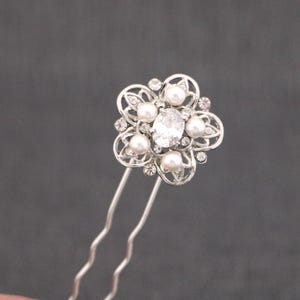 bridal comb hairpiece floral Silver Wedding hair pins Pearl hair pins Wedding hair jewelry Rhinestone hair pins Crystal hair pins Wedding