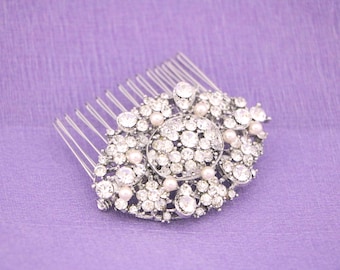 Silver Wedding hair accessories Bridal hair comb Pearl Wedding comb