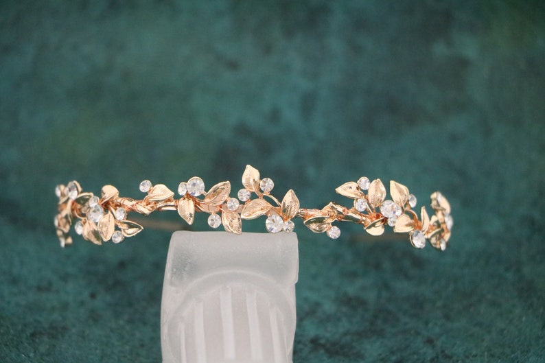 Rose gold Wedding headband Crystal Bridal headband Silver Wedding hair jewelry Crystal Tiara crown Rhinestone headband Simple headband Boho image 5