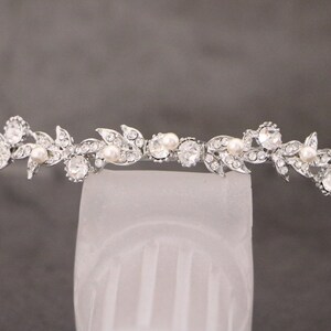 wedding headband pearl Simple headband Small or Large Bridal headband Rhinestone headband Crystal hair band Wedding tiara Silver Headband image 7