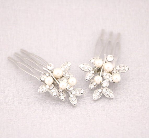 Pearl Wedding Hair Comb, Silver Bridal Headpiece Silver  display picture 1