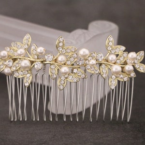 Bridal hair comb Gold veil comb Side bridal hair accessories Rose gold Wedding hair comb Bridal hair jewelry Wedding hair clip Pearl hairpin