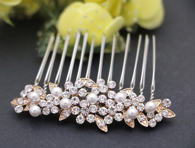 bridal comb small wedding hair comb pearl hair pins Wedding hair accessories Boho hair pins Rhinestone hair pins Wedding hair comb Bridal