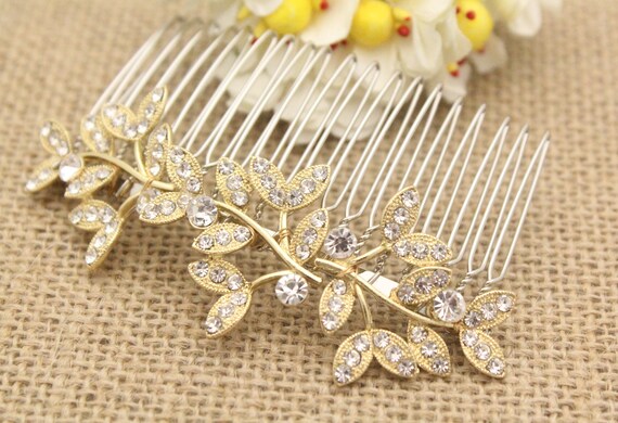 Wedding Hair Comb Rhinestone Hair Piece Bridal Hair Piece Gold Etsy