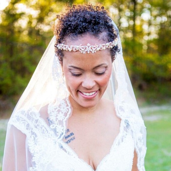 Pearl Wedding Headband Rose Gold Bridal Headband Wedding  display picture 3