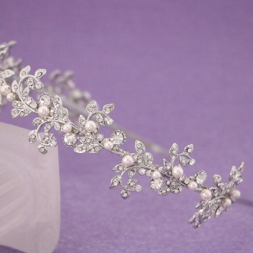 Bridal Rhinestone Headband Veil Simple Wedding Headband Silver Bridal Headband Wedding Hair Tiara Headband Bridal Tiara Crown Headpiece Boho main image 0