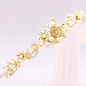 Gold Wedding headband Pearl and Crystal headband Rose gold Bridal headband Rhinestone headband Pearl Tiara Silver Wedding hair band Bridal
