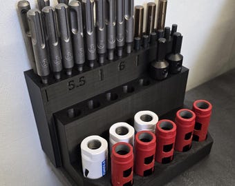 Portabrocas/organizador de brocas impreso en 3D (colores personalizados disponibles), perfecto para sitios de construcción y talleres