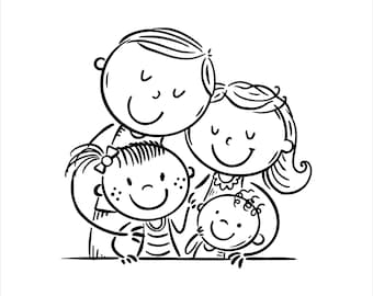 Stick Figure Family Car Decal: Mom, Dad & 2 Kids - Waterproof Vinyl