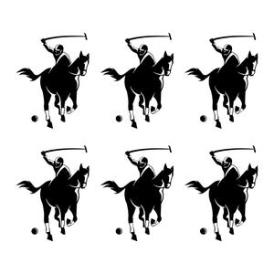 Set of 6 Polo Player Vinyl Decals – Polo Horse Stickers – Equestrian Party Supplies – Sports Car Decal – Laptop, T-Shirt & Wall Decorations