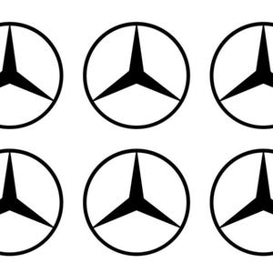 Vinylstickers Mercedes-logo: set van 6 waterdichte autostickers