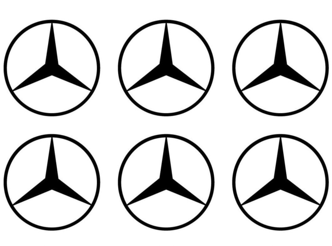 Mercedes Logo Vinyl Decals - Set of 6 Waterproof Car Stickers