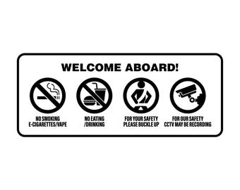 Ride Share Car Rules Decal: No Smoking, Eating, or Drinking